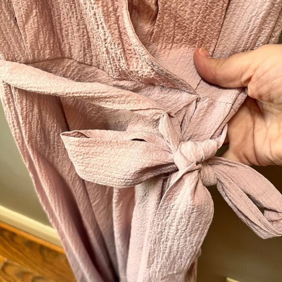 Sleeveless Calvin Klein Dress Womens Size 8 Pink Textured Belted Wrap Midi New W - Picture 7 of 10